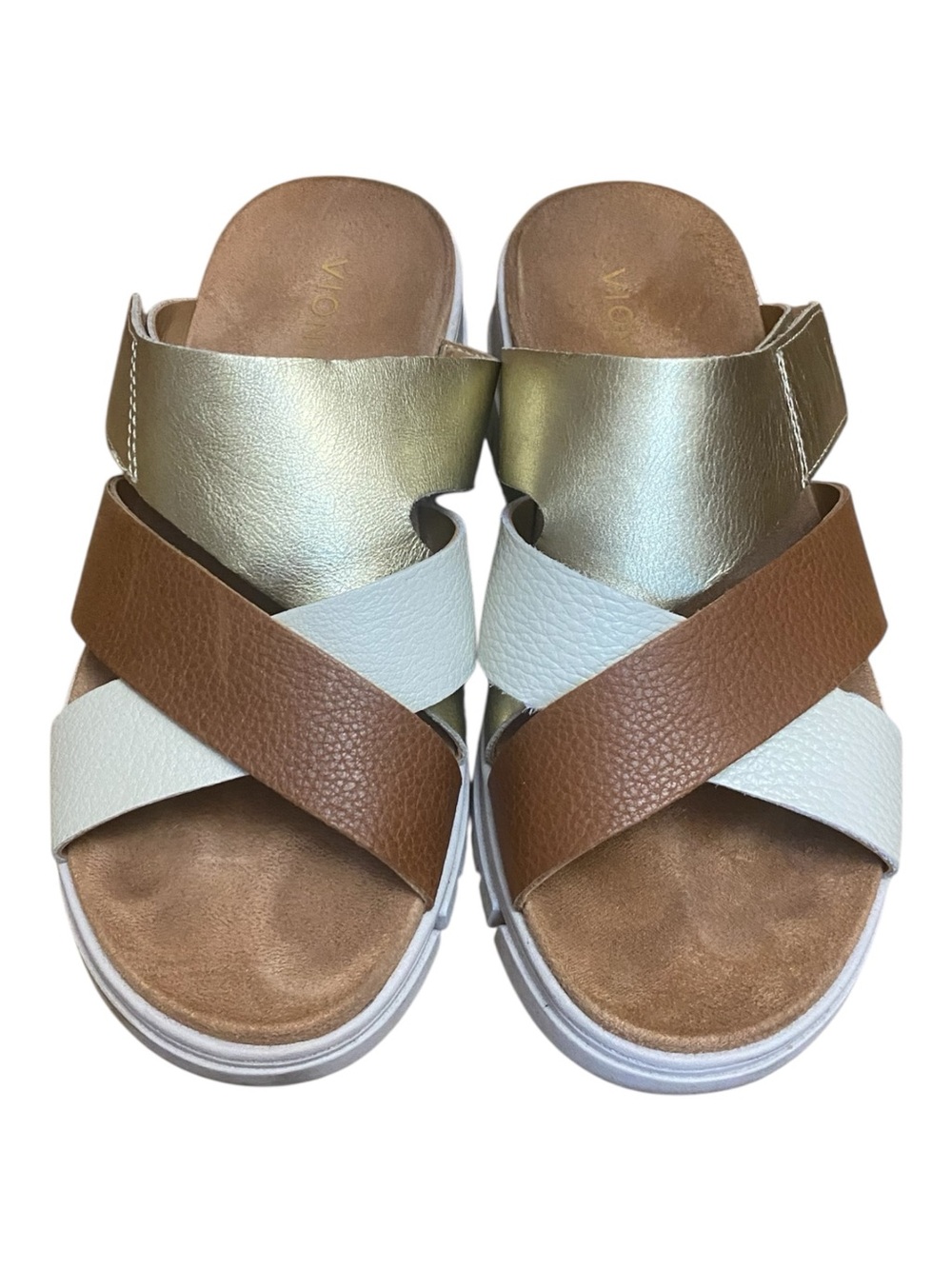 Vionic Womens Uptown Sunset Platform Wedge Slide Shoes Leather Summer - Picture 2 of 9